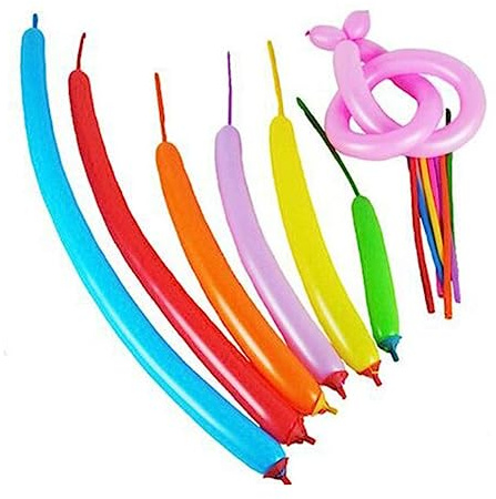 STOBAZA 260q Latex Twisting Modeling Balloons Set 100 Pcs Mixed Tropical Assortment Air Inflated Balloons for Boys and Girls
