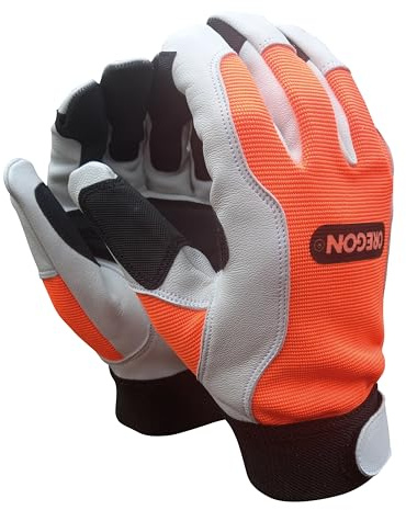 OREGON Gants de travail techniques Sylviculture, jardinage et travaux extérieurs, résistants aux coupures et à l’abrasion, paume et bouts des doigts renforcés enduits de PU, certifiés CE – Taille L