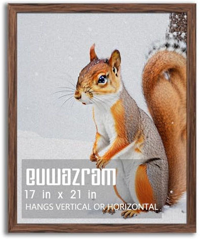 euwazram Rustic Walnut 17x21 Frame - Single Frame, 17 x 21 Poster Frame for Artwork, Puzzles, Photos and Movie Posters Picture Frames
