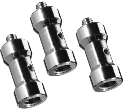 Walimex spigot adaptrar till kamerastativ 3st. gängadaptrar med 3/8 hona och 1/4 hane gänga, tappar för snabb byte av kameratillbehör, perfekt för fotografering i fotostudio