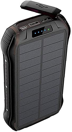 Power Bank solare caricabatterie portatile wireless batteria esterna a ricarica rapida caricabatterie per cellulare impermeabile 26800 mAh nero, nero