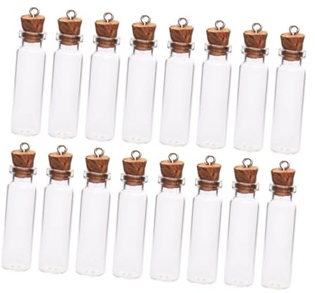 TOBBOMEY 50 Piezas minibotella de cristal durante la noche miniatura vacío frascos de boticario minibotellas de corcho botes pequeños con tapa Cork Stoppers deseando botellas con tapas
