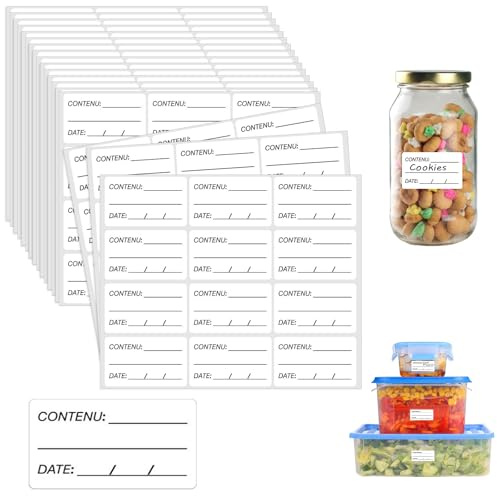 VUTYNKO Etiquettes de Congélation Autocollantes, 600 Pièces 30 x 50 mm Étiquettes à Confiture Minimalistes, Etiquettes Bocaux Adhésives Amovibles Pour Verres Confitures Bouteilles Sacs