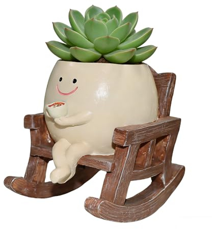 Lotvic Fioriera con Faccina Sorridente, Vaso per Fiori Succulenti, Fioriera in Resina con Foro di Drenaggio, Vaso per Piante Grasse per Interni ed Esterni