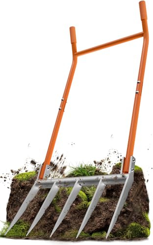 Grabegabel,5-zinkiges Broadfork Ergonomisches U-förmiges Design Robustes grabgabel,geeignet für Gartenarbeit,Bodenbearbeitung,landwirtschaftliche Arbeiten,Graben, Aufbrechen von Erde und Belüften