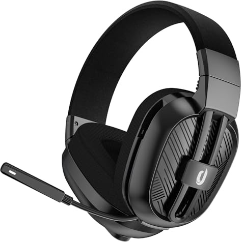 JIMYIU Casque Gaming sans Fil pour PC PS5 PS4 Mac, 2.4G/BT Wireless Casque Gamer, 50hr Batterie, Microphone Anti-Bruit pour Ordinateur Portable,Noir