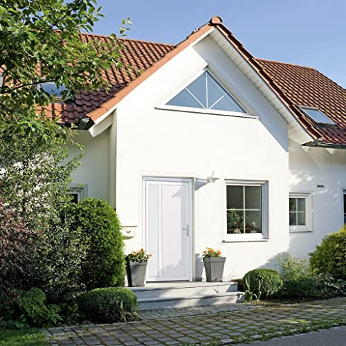 QJBSAVVA Haustür Weiß 98x200 cm PVC mit Zarge, 5-Punkt-Verriegelung, 3D-Scharniere, Wärmeschutzverglasung, rechts öffnend