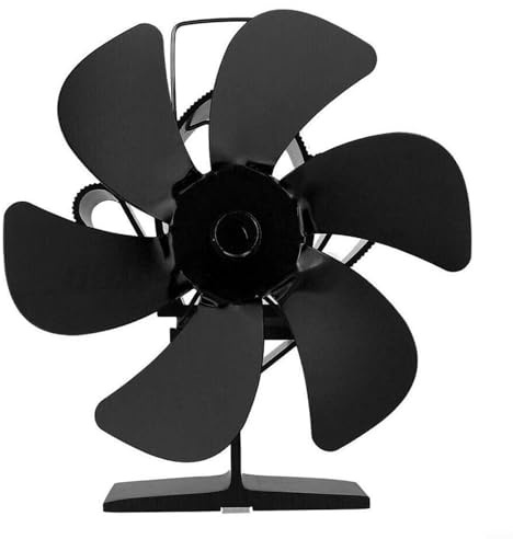 Gdfnmogo 6-Blade Stove Fan, Heat Powered Fireplace Fan, No Electricity or Batteries Needed, Quiet Operation Under 25dB, for Wood Burning Stoves and Multi-Fuel Stoves, Black