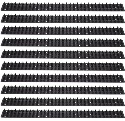 VALICLUD Lot de 10 Picots Anti-Oiseaux en Plastique Noir Tapis Anti-Épines pour Jardin et Clôture Protection Extérieure Chats et Pigeons Dispositif Dissuasif Sécurisé pour Pelouse et