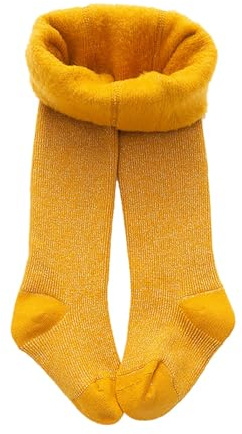 2026 Bambino Bambino Bambino Ragazza di Cotone Imbottito Pile Caldo Leggings Pieni Collant Elasticizzati Pantaloni Di Base Per La Calza Invernale, giallo., 12-24 Mesi