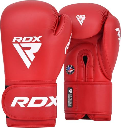 RDX Boxhandschuhe Amateur Competition, Boxhandschuhe Leder für Boxen und Sparring, Boxing Gloves Herren & Damen mit Quadro Dome 5 Polsterung und Handgelenkschutz
