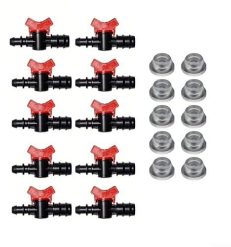 Confezione da 10 valvole a sfera in PVC per raccordi per tubi antigoccia in dimensioni 16 mm, 20 mm, 25 mm, per sistemi di irrigazione da giardino e campo (25 mm)