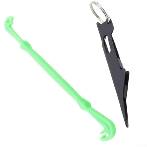 Kit de herramientas de amarre de nudos de uñas de pesca con mosca, juego de acero y plástico, fabricante de nudos rápido para conectar la línea a anzuelos, equipo negro y verde para regalos de