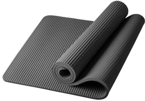 Esterilla Yoga Estera de Yoga 10mm y 15mm espesor, manta antideslizante, gimnasio en casa, Esterilla deportiva, esteras Fitness for perder peso salud(Black,10mm)