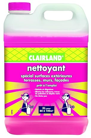 CLAIRLAND Pulvérisateur Nettoyant spécial surfaces extérieures Terrasses, Façades, Murs, Concentré, Dose d’emploi : 5L/100m², 5 L, CLAIRDETER5000, Vert