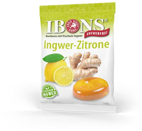 IBONS bonbons à sucettes 75 g sans sucre (citron gingembre)