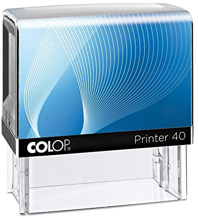 Colop Printer 40 (59x23 mm - max. 6 Zeilen) Stempel mit Wunschtext personalisieren – selbstfärbender Stempel als Namensstempel, Adressstempel, Firmenstempel (Blau/Schwarz)