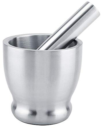 Edelstahl-Handstampfer, Mörser Stößel-Set Mörser und Stößel Set Bohnen Knoblauch Gewürze Lebensmittel Küchenwerkzeug mit Deckel FurKnoblauch Kräutern Gewürzen Tabletten Sesamsamen