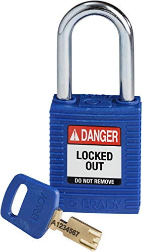Brady (NYL-BLU-38ST-KD) Cadenas de condamnation SafeKey Nylon avec anse en Acier 38.00 mm Bleu KD - Clé différente 1 Pièce(s)