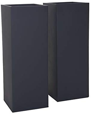 VIVANNO Pflanzkübel Blumenkübel Zink Metall Anthrazit 2er Set Block 80