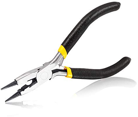 SPEEDWOX Mini alicates de punta redonda con bordes de corte para fabricación de joyas multiuso mandíbula cónica pequeños alicates de alambre de 5 pulgadas microalicates de corte lateral