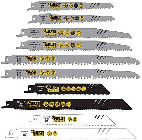10 x SabreCut SCRSK10A Mixed S644D S922BF S922HF S1122HF S1122BF S1531L S2345X Fast Wood and Metal Cutting Reciprocating Sabre Saw Blades