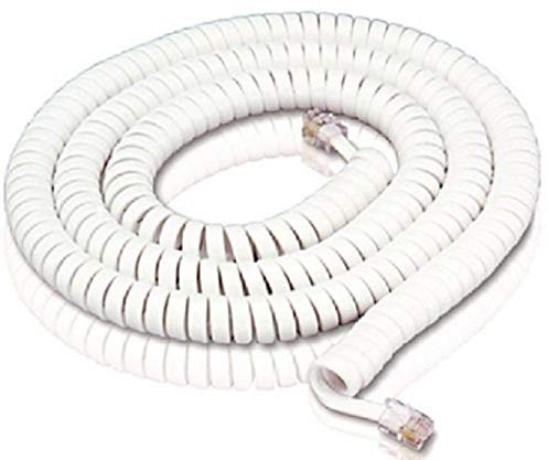 K M Electronics® Telephone Phone Curly Coiled HANDSET Lead Cable Cord Wire RJ10 Plug White 5M