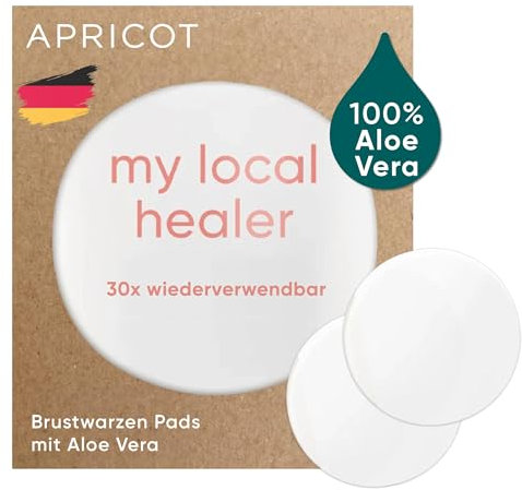 APRICOT Silikon Pads für wunde Brustwarzen in der Stillzeit oder nach Operation I 30x wiederverwendbare Brustwarzen Pads mit Aloe Vera I Wochenbett Zubehör I Made in Germany
