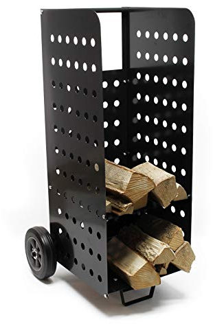 Wiltec Carrello portalegna da camino XL 53x36x106 cm, con ruote in gomma piena, per trasporto legna da ardere