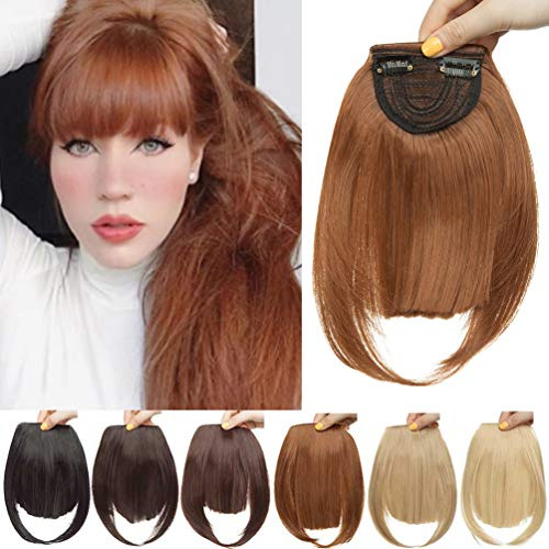 Clip in Extensions Pony Haarteil Natürliche Haarverlängerung 1 Stück 2 Clips Glatt Kunsthaar wie Echthaar für Frauen Leichtes Auburn
