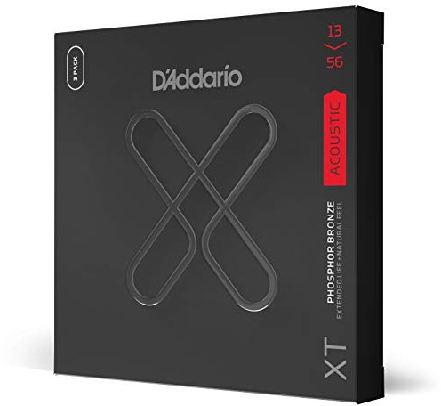 D'Addario XT Phosphor Bronze Westerngitarrensaiten 13-56, 3 Sätze | XT Saiten bieten verlängerte Lebensdauer, natürlichen Klang, Stimmstabilität und hohe Reißfestigkeit.