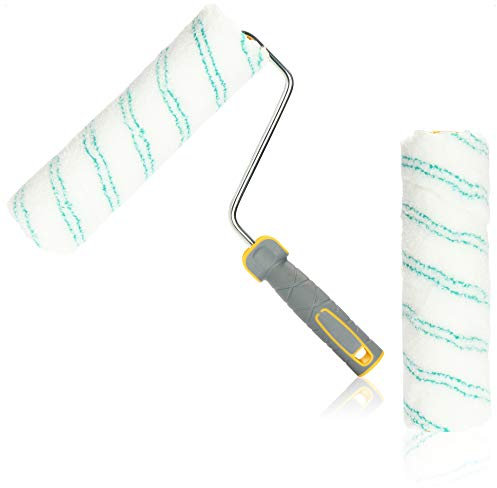 com-four® Ensemble de Rouleaux à Peinture - composé de 1 Support et de 2 Rouleaux à Peinture - Rouleau à Peinture à Poils Moyens de 25 cm, Support de 30 cm, Rouleau de Rechange