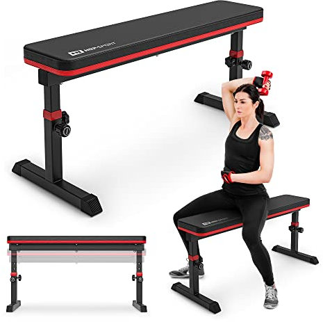Hop-Sport Hantelbank klappbar verstellbar – Trainingsbank für Zuhause, Fitnessgerät für Krafttraining & Bankdrücken, belastbar bis 200 kg
