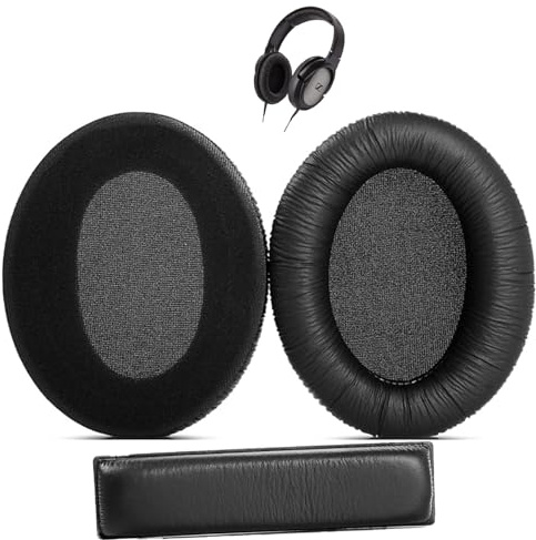 HD 201 Ersatz-Ohrpolster Kopfband für Sennheiser HD 206 HD201 Kopfhörern | Ohrpolster mit Bezügen aus Proteinleder Memory-Schaum – Schwarz
