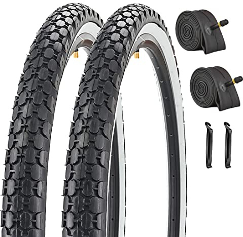 2 Pack White Wall Cruiser Bike Tires and Tubes (Pair White Wall Bike Tires and Tubes)