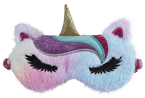MOBEBI Augenmaske for Schlafen, weiche Plüsch-Schlafmaske, Augenmasken, süßes Glitzer-Einhorn, Augenabdeckung, Plüsch-Augenklappe, Augenabdeckung, Augenbinde for Schlafen, Schlafmaske (Size : White)