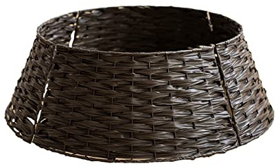 ZHDOKA Weihnachtsbaumring, Rattan-Weidengeflecht, Korbabdeckung, Dekoration, Weidenbaumrock, Sockel, Ständer, Bauernhaus, Weihnachtsbaumschmuck