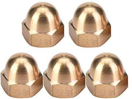 Tuercas ciegas de latón M3-M12, Juego de tapas de tuercas ciegas de latón, hexagonal Juego de tuercas ciegas de cabeza de bellota, Sujetadores de vehículos para neumáticos de eje sólido(M12 (5 PCS))