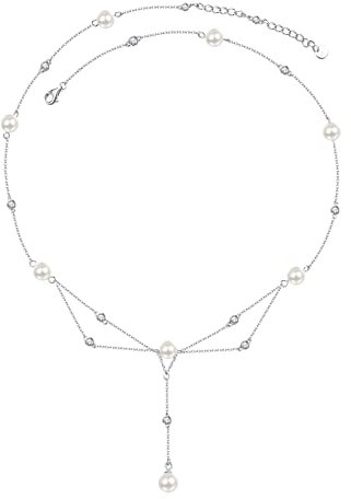 AENEAS Perlenkette für Frauen Sterling Silber Perlenkette Perlenkette Choker kette Perlenschmuck Geschenke für Frauen 16+2