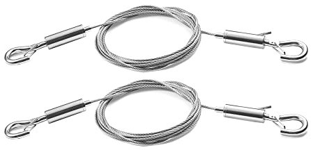 SIDENUO 2Pcs Fil de suspension d'image réglable - Kit lourd en acier inoxydable de 2m x 1.5mm pour miroirs, lampes, panneaux d'affichage et plus - Supporte jusqu'à 30kg