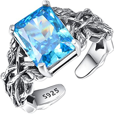 TANGPOET Damen Lebensbaum Ring Silber 925 Baum des Lebens Ring Verstellbar Kristall Schmuck Baum des Lebens Geschenke für Frauen Mädchen