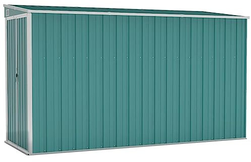 vidaXL Capanno Giardino a Parete Verde 118x288x178 cm Acciaio Zincato