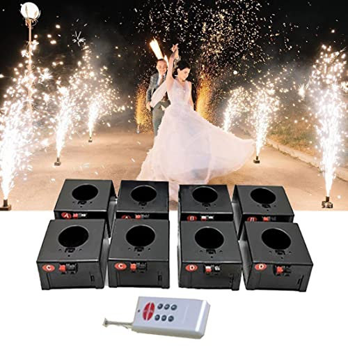 SATSAT MáQuina De Encendido De Fuegos Artificiales En FríO, Mini Fuente MáQuina De Fuegos Artificiales En FríO, Sistema PirotéCnico De Bengala De Boda con Control Remoto InaláMbrico,con Maleta,8Cues