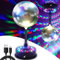 Specchio rotante da 15,2 cm, sfera da discoteca, sfera glitterata argentata con base motore rotante regolabile da 5 giri/min, 24 luci LED RGB, luci d'atmosfera, luci per DJ, ideali per feste,