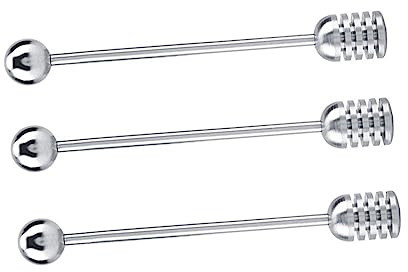 LIFKOME Agitador De Miel De Acero Inoxidable Agitador De Jarabe Cuchara Giratoria De Metal 3 Uds