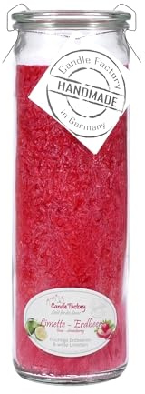 Candle Factory Big Jumbo Duftkerze aus pflanzlichem Stearin im hitzebeständigen Glas der Marke Weck, ca. 100h Brennzeit, Duft: Limette-Erdbeer