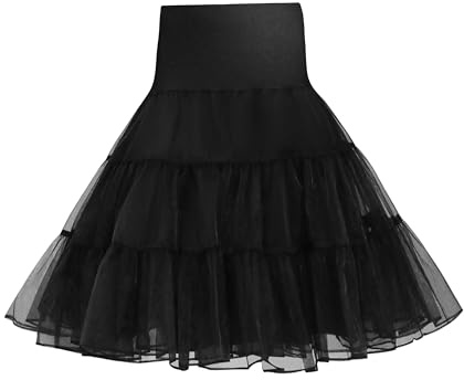 Wikoan Jupon sous Robe Femme Années 50 A-Ligne Tutu Jupons pour Femmes Rockabilly Jupe Tulle Fond de Lingerie Noir S