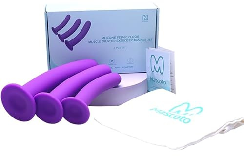 Pelvic Floor Trainer Set by Moscoto®, 3-Piece Large Set for Beginners to Advanced, Soft Silicone Muscle Dilators, Complete with Cotton Travel Pouch