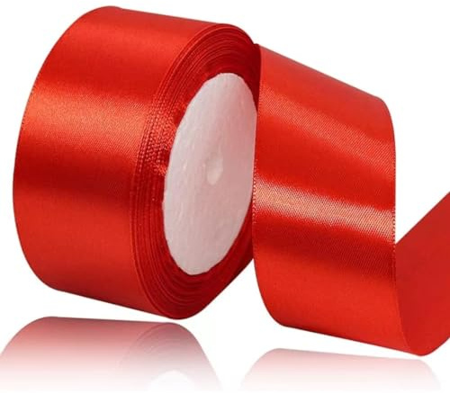 Presentband röd 40 mm bred, 23 meter satinband rött tyg band konsthantverk, kransar, bröllopsdekoration, jul, hårbågar, buketter, födelsedag och presentförpackning