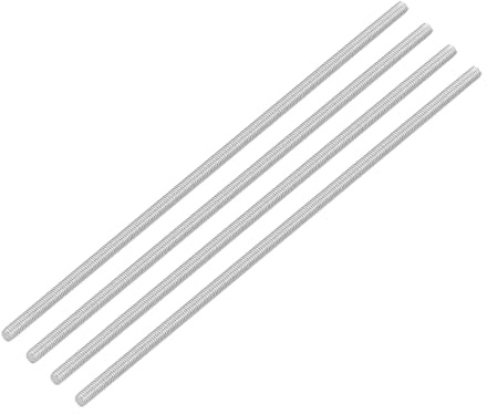 QUARKZMAN 4 Stück Gewindestangen, M3 x 120mm 304 Edelstahl Gewindestab mit metrischem Vollgewinde M3-0.5 Gewindesteigung für Möbel- und Maschinenmontage